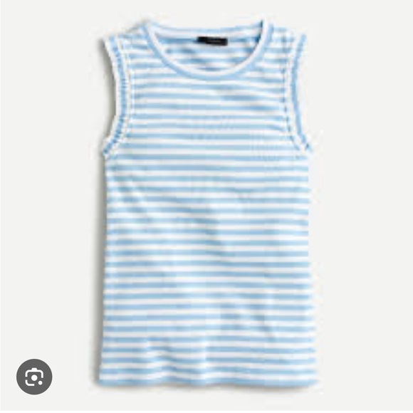 J. Crew Tops - J.Crew ruffle tank white and blue striped . Size Xs. Style AW140 .